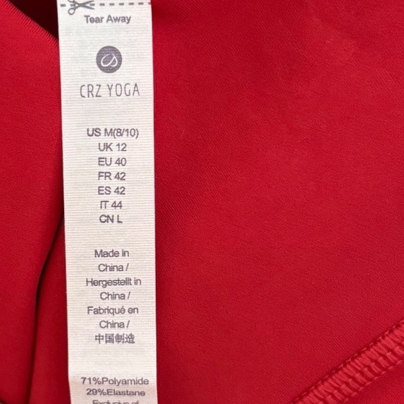 CRZ YOGA Red High Waisted Biker Shorts With Pockets Size M 8/10 - Picture 4 of 6